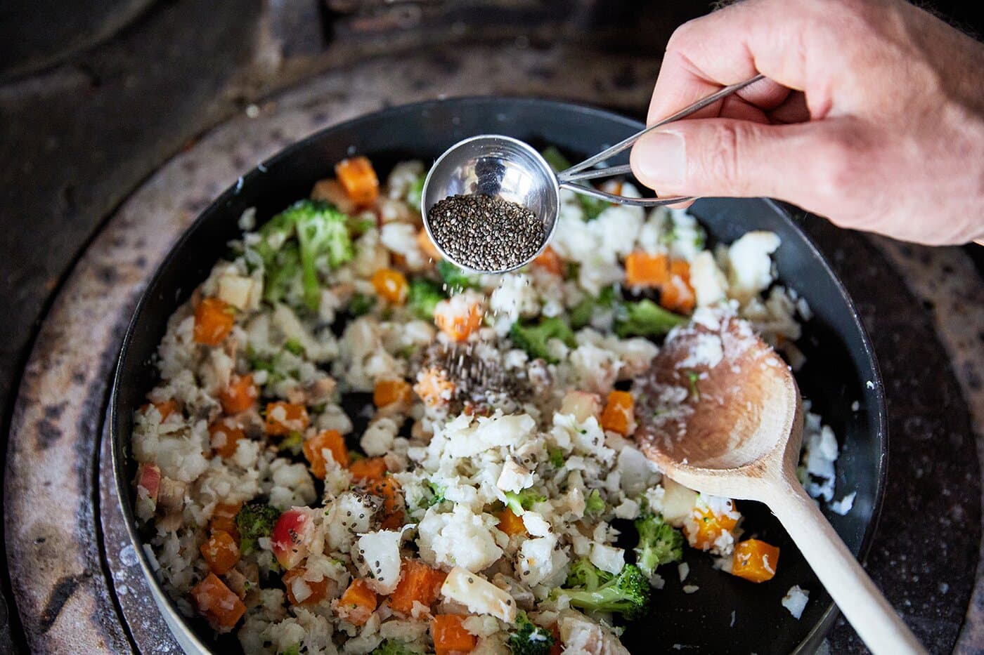 Different dog recipe being cooked in a pan